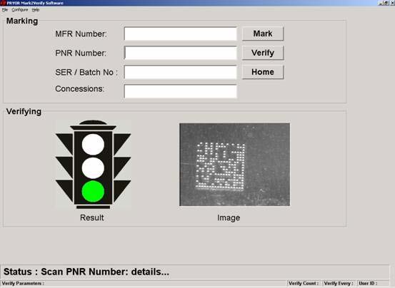 Экран обратной связи светофорного типа Mark2Verify. Ударная маркировка DataMatrix